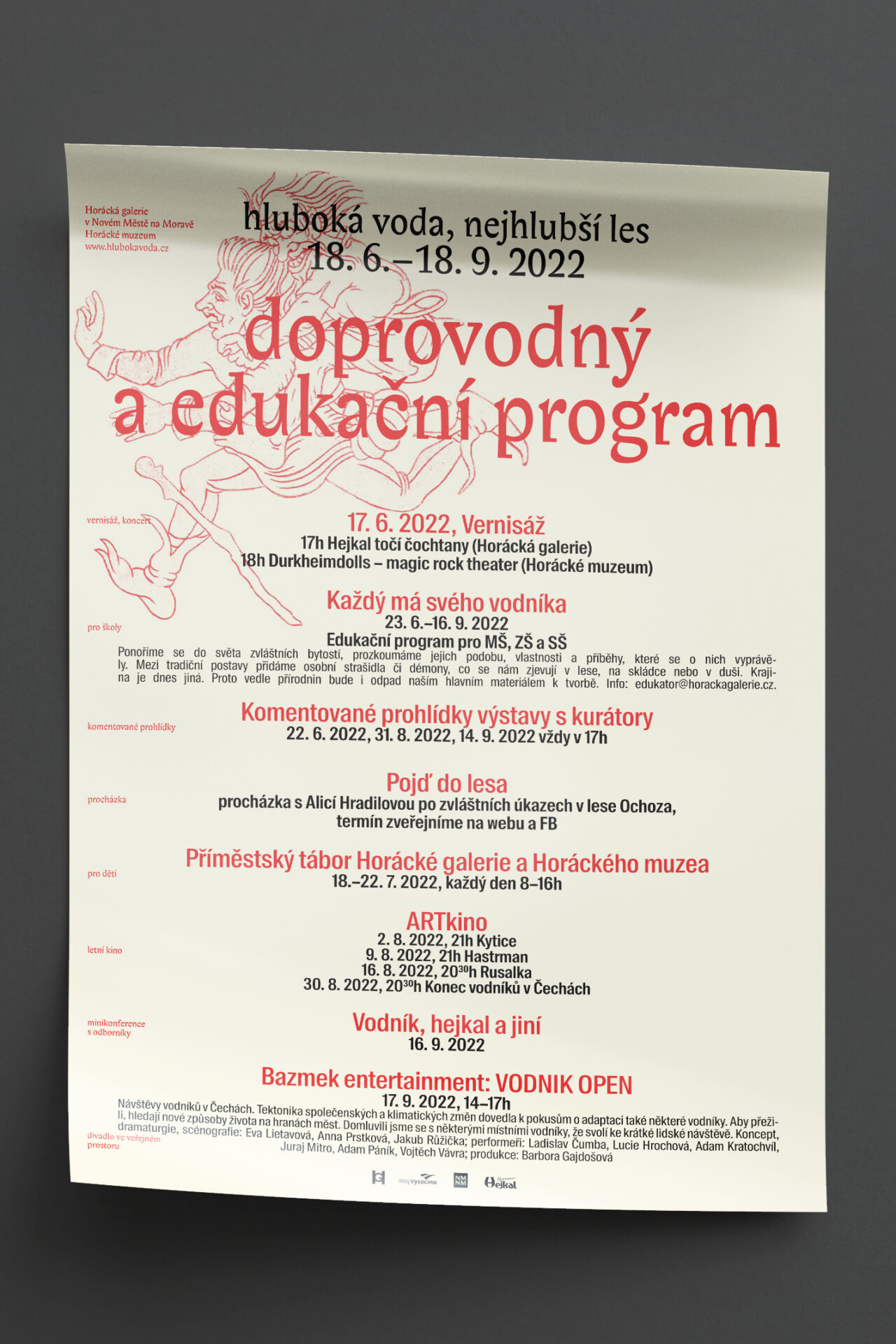 ukázka plakátu k doprovodnému programu výstavy Hluboká voda, nejhlubší les